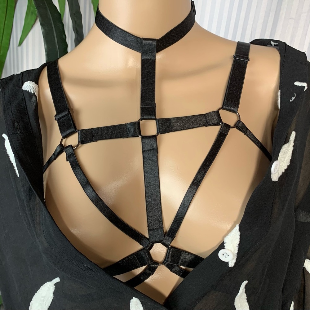 0429 Sexy Lingerie Garter Strappy Cage Bra